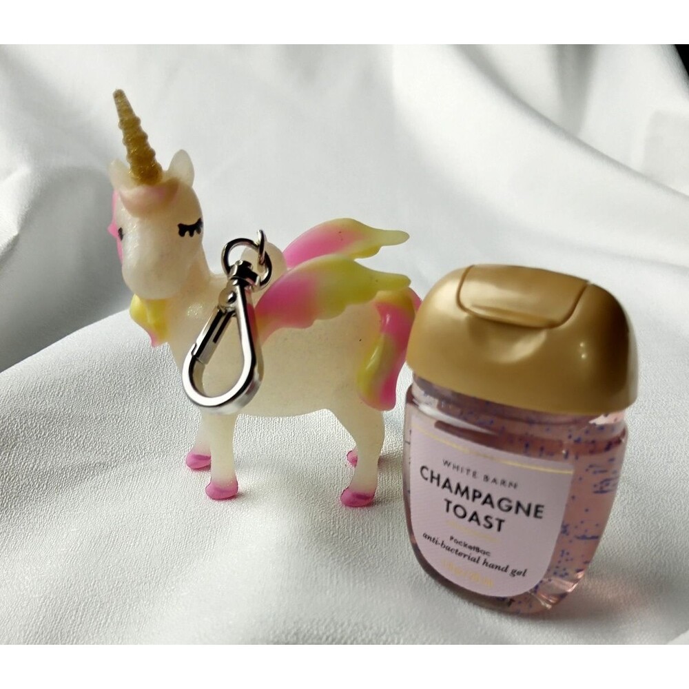 Bath & Body Works UNICORN Hand Gel Holder Bac CLIP & Sanitizer Bottle